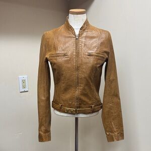 Classic Brown Leather Jacket for Women
